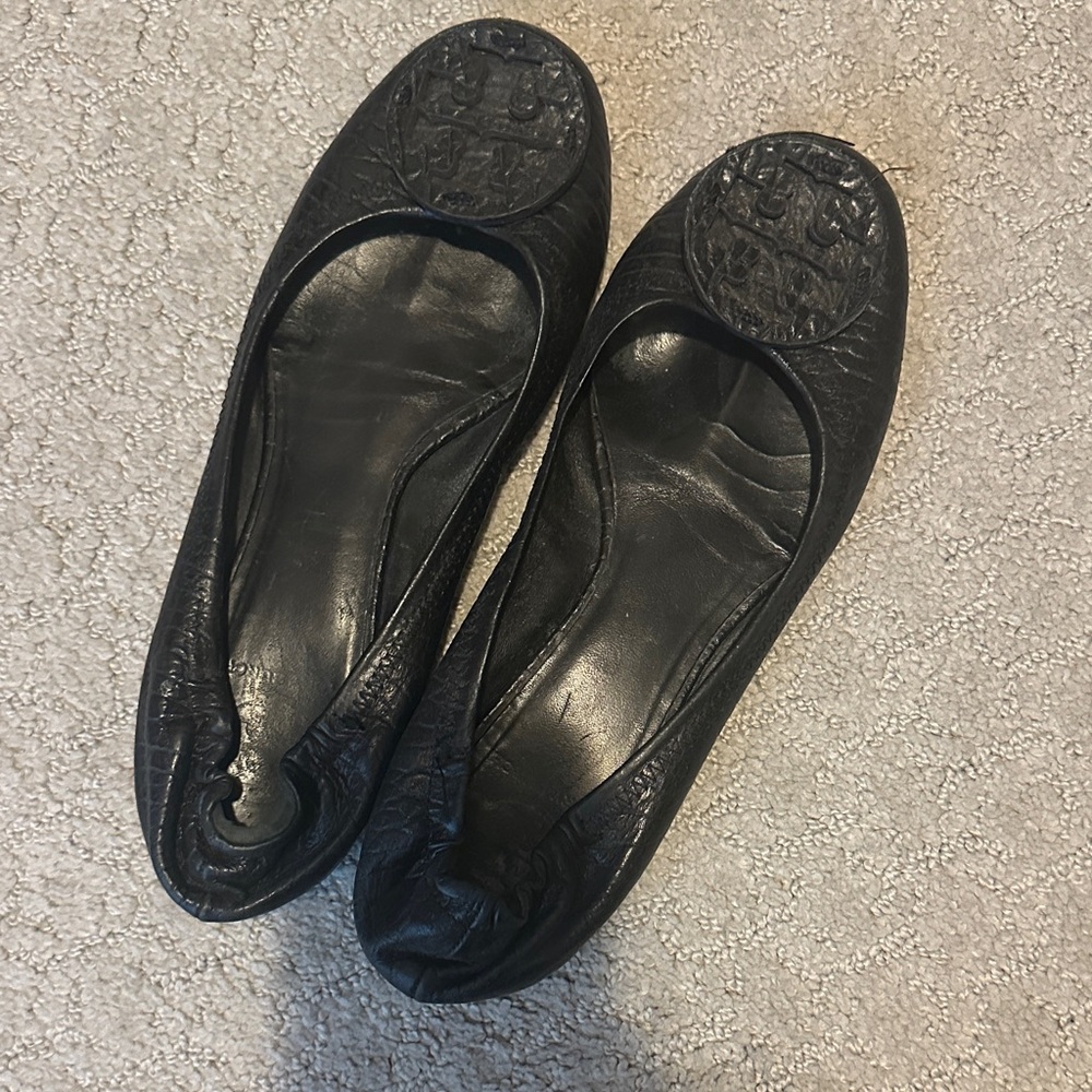 Tory Burch Black Leather Flats
